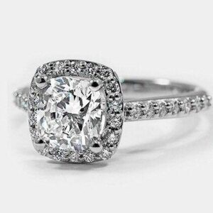 2.60 Ctw Cushion Cut Diamond Halo Wedding Engagement Ring 14k White Gold Plated
