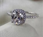 2.60 Ctw Cushion Cut Diamond Halo Wedding Engagement Ring 14k White Gold Plated