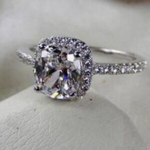 2.60 Ctw Cushion Cut Diamond Halo Wedding Engagement Ring 14k White Gold Plated