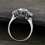 2.45 Ctw Three Stone Brilliant Cut Diamond Engagement Ring 14k Real White Gold