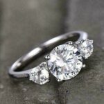 2.45 Ctw Three Stone Brilliant Cut Diamond Engagement Ring 14k Real White Gold