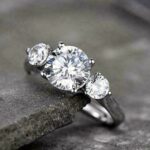 2.45 Ctw Three Stone Brilliant Cut Diamond Engagement Ring 14k Real White Gold