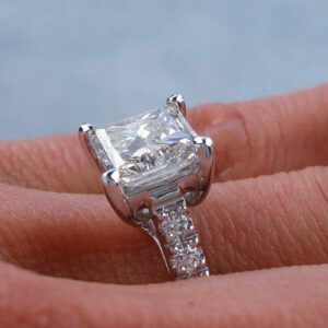 2.50 Ctw Princess Cut White Diamond Solitaire Engagement Ring Solid 14k White Gold