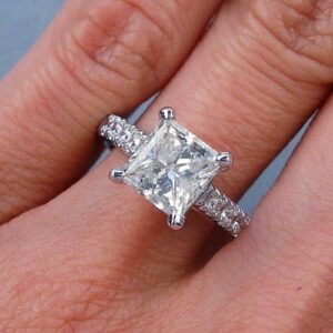 2.50 Ctw Princess Cut White Diamond Solitaire Engagement Ring Solid 14k White Gold