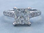 2.50 Ctw Princess Cut White Diamond Solitaire Engagement Ring Solid 14k White Gold
