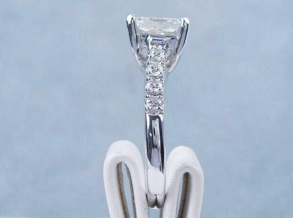 2.50 Ctw Princess Cut White Diamond Solitaire Engagement Ring Solid 14k White Gold