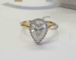 2.40 Ctw Pear Cut White Diamond Halo Best Wedding Engagement Ring 14k Gold Plated