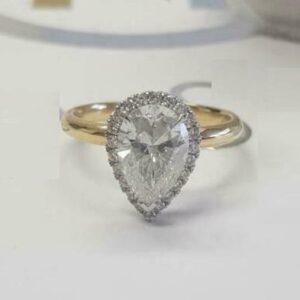 2.40 Ctw Pear Cut White Diamond Halo Best Wedding Engagement Ring 14k Gold Plated