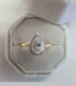 2.40 Ctw Pear Cut White Diamond Halo Best Wedding Engagement Ring 14k Gold Plated