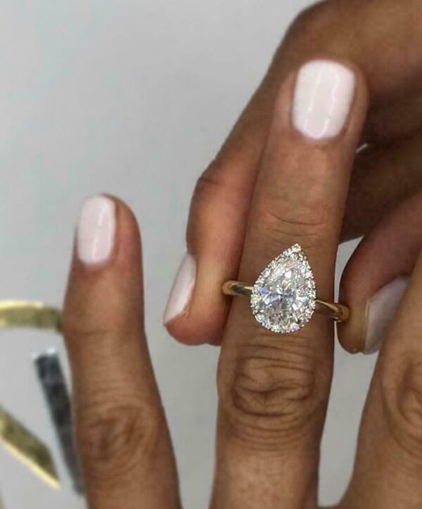 2.40 Ctw Pear Cut White Diamond Halo Best Wedding Engagement Ring 14k Gold Plated