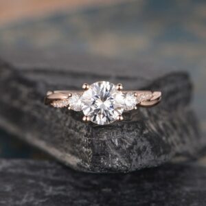 2.63 Ctw Round Cut Brilliant Diamond 3-Stone Engagement Ring Solid 10k Rose Gold