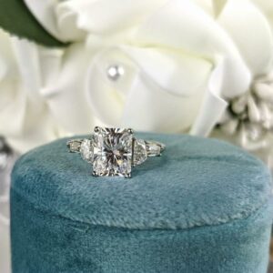 3.05 CT Radiant Cut Diamond With Accents Classic Engagement Ring Real 14k White Gold