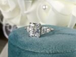 3.05 CT Radiant Cut Diamond With Accents Classic Engagement Ring Real 14k White Gold