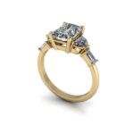 3.05 CT Radiant Cut Diamond With Accents Classic Engagement Ring Real 14k White Gold