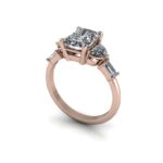 3.05 CT Radiant Cut Diamond With Accents Classic Engagement Ring Real 14k White Gold