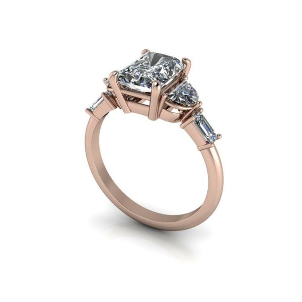 3.05 CT Radiant Cut Diamond With Accents Classic Engagement Ring Real 14k White Gold