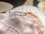 2.10 Carat Solitaire Emerald Diamond Engagement Ring Proposal Ring 14k White Gold