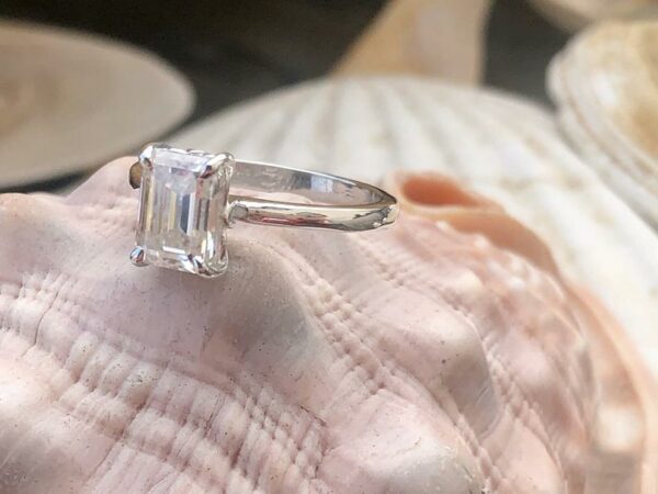 2.10 Carat Solitaire Emerald Diamond Engagement Ring Proposal Ring 14k White Gold