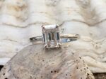 2.10 Carat Solitaire Emerald Diamond Engagement Ring Proposal Ring 14k White Gold
