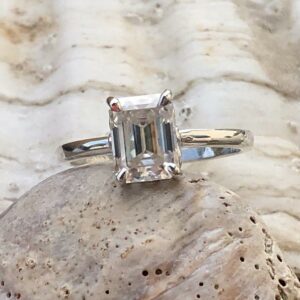 2.10 Carat Solitaire Emerald Diamond Engagement Ring Proposal Ring 14k White Gold