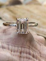 2.10 Carat Solitaire Emerald Diamond Engagement Ring Proposal Ring 14k White Gold