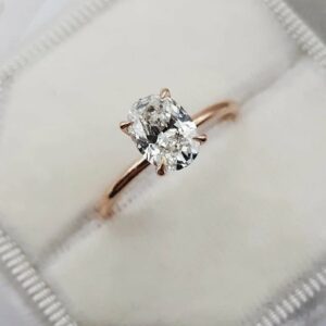 1.75 Carat Fancy Oval Cut Mini Diamond Proposal Ring Engagement Ring 14k Rose Gold