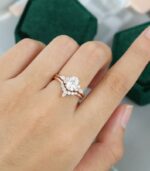 2.48 Ctw Forever Oval White Diamond Vintage Unique Engagement Ring Set 14k Rose Gold