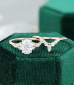 2.48 Ctw Forever Oval White Diamond Vintage Unique Engagement Ring Set 14k Rose Gold