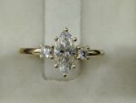 3.Ctw Marquise Cut & Round Cut White Diamond 3 Stone Engagement Ring 14k Yellow Gold