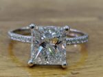 2.90 Ctw Solitaire Princess White Diamond Fancy Engagement Ring Real 14k White Gold