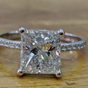 2.90 Ctw Solitaire Princess White Diamond Fancy Engagement Ring Real 14k White Gold