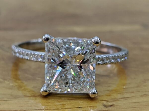 2.90 Ctw Solitaire Princess White Diamond Fancy Engagement Ring Real 14k White Gold