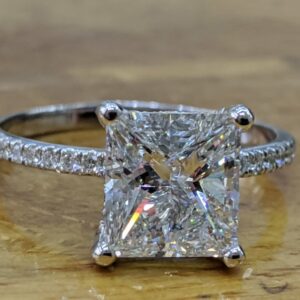 2.90 Ctw Solitaire Princess White Diamond Fancy Engagement Ring Real 14k White Gold