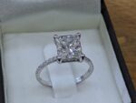 2.90 Ctw Solitaire Princess White Diamond Fancy Engagement Ring Real 14k White Gold