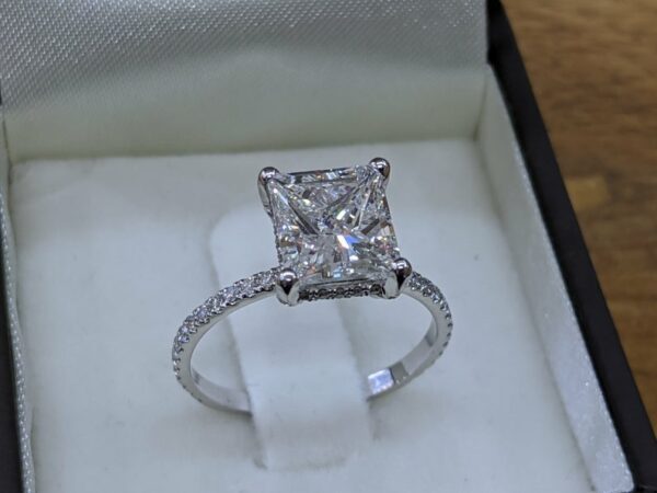 2.90 Ctw Solitaire Princess White Diamond Fancy Engagement Ring Real 14k White Gold