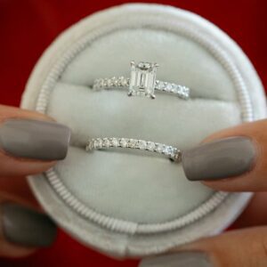 2.30 Ctw Solitaire Emerald Diamond Anniversary Gift Engagement Ring Set 14k White Gold