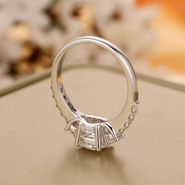 2.67 Carat Brilliant Cut Round Diamond 3-Stone Engagement Ring Real 925 Sterling Silver