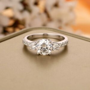 2.67 Carat Brilliant Cut Round Diamond 3-Stone Engagement Ring Real 925 Sterling Silver
