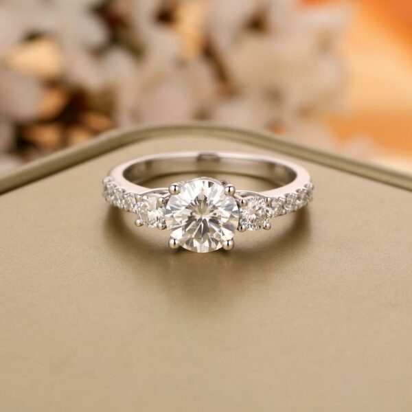 2.67 Carat Brilliant Cut Round Diamond 3-Stone Engagement Ring Real 925 Sterling Silver