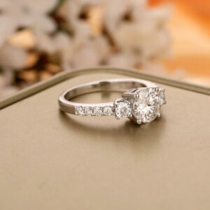 2.67 Carat Brilliant Cut Round Diamond 3-Stone Engagement Ring Real 925 Sterling Silver