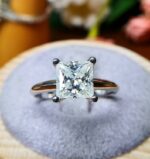 2.50 Carat Solitaire Princess Cut Diamond Classic Engagement Ring 925 Sterling Silver