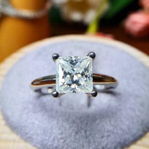 2.50 Carat Solitaire Princess Cut Diamond Classic Engagement Ring 925 Sterling Silver