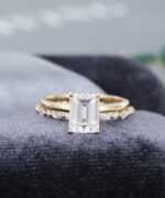 2.67 Ctw Emerald White Diamond Engagement Ring Full Eternity Marquise Wedding Set 14k Yellow Gold