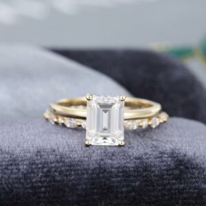2.67 Ctw Emerald White Diamond Engagement Ring Full Eternity Marquise Wedding Set 14k Yellow Gold