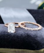 2.67 Ctw Emerald White Diamond Engagement Ring Full Eternity Marquise Wedding Set 14k Yellow Gold