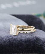 2.67 Ctw Emerald White Diamond Engagement Ring Full Eternity Marquise Wedding Set 14k Yellow Gold