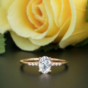 2.00 Ctw Solitaire Oval Cut Diamond With Accents Engagement Ring 14k Yellow Gold Plated