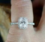2.60 CTW Radiant Cut White Diamond Halo With Accents Best Engagement Ring 14k White Gold
