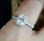 2.60 CTW Radiant Cut White Diamond Halo With Accents Best Engagement Ring 14k White Gold