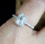 2.60 CTW Radiant Cut White Diamond Halo With Accents Best Engagement Ring 14k White Gold